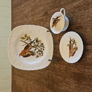 Alfred Meakin England Carolina Dove #17 Square Luncheon Plate, Cup and Saucer